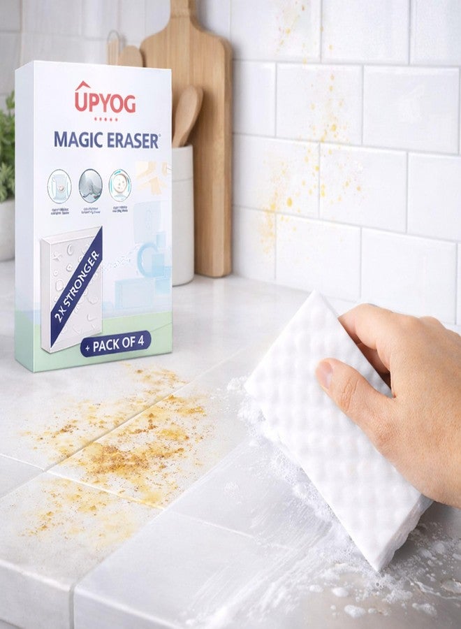Upyog Magic Eraser Cleaning Sponge | Pack of 4 | Chemical-Free, Multi-Purpose Wipe for Effortless Cleaning of Kitchen, Bathroom, Walls, Shoes & More - Tough on Stains, Gentle on Surfaces (PACK OF 4) - Image 5