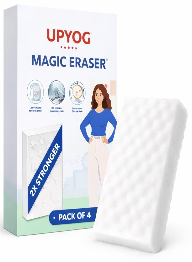 Upyog Magic Eraser Cleaning Sponge | Pack of 4 | Chemical-Free, Multi-Purpose Wipe for Effortless Cleaning of Kitchen, Bathroom, Walls, Shoes & More - Tough on Stains, Gentle on Surfaces (PACK OF 4) - Image 1
