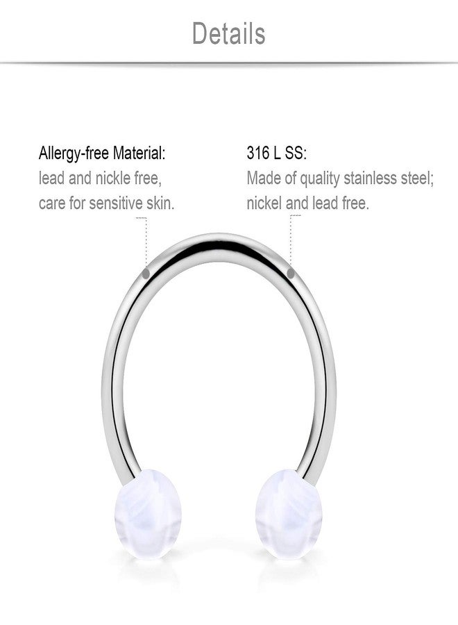 SCERRING مجموعة حلقات حلمات على شكل حدوة حصان من الفولاذ المقاوم للصدأ عيار 14، 6 أزواج، أقراط حلقية للغضروف، مجوهرات ثقب الحلمات للنساء والرجال، 16 مم، لون ذهبي وردي - Image 2