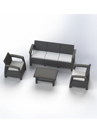 5-Seater Rattan-Style Outdoor Sofa Set – Brown with Grey Cushions, Includes Coffee Table, Modern Patio Furniture - pzsku/Z2E2D31C1D86CC7EE8521Z/45/1743584306/168699de-a6fd-47cd-88f2-25a0f361fbae