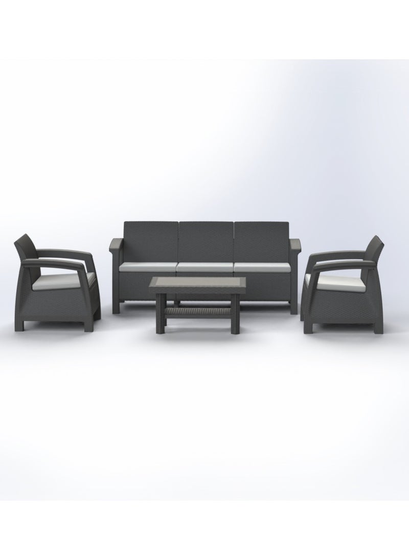3MPlast - 3MPlast Havana Sofa 5-Seater Set, Rattan Modern Outdoor Furniture, with Comfort cushions and Coffee table - Image 1