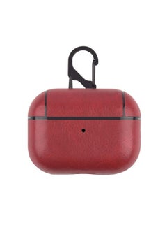 Case Cover For Apple AirPods Pro Wireless Earphone Protective Leather Case with Hook Red