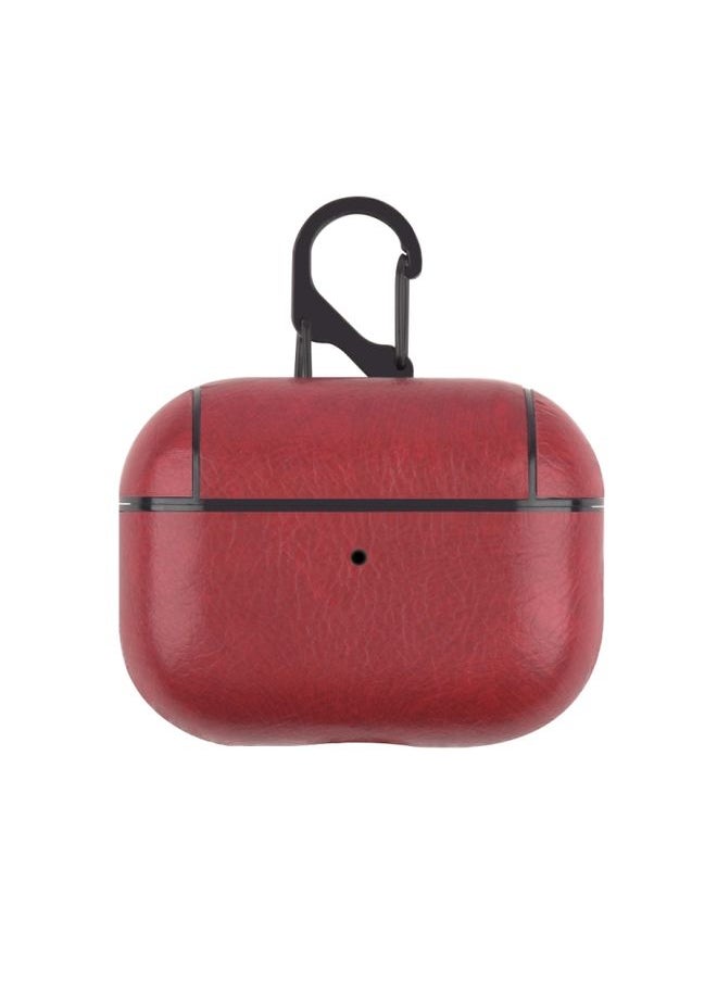 Generic - Case Cover For Apple AirPods Pro Wireless Earphone Protective Leather Case with Hook Red - Image 1