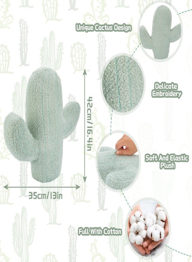 Maitys 16 Inches Cactus Shape Throw Pillow Cute 3D Plush Cactus Shaped Throw Pillow Decorative for Sofa Office Bed Cushion(16.4 x 13 Inch) - Image 2