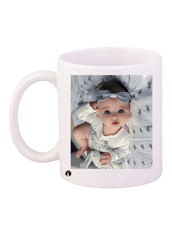 Baby Girl Printed Coffee Mug White/Blue/Beige 11ounce