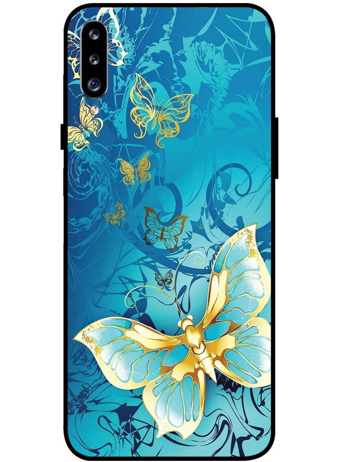 EYE CATCH Protective Case Cover For Samsung Galaxy A20s Smart Series Printed Protective Case Cover for Samsung A20s Blue & Gold Butterfly - Image 1