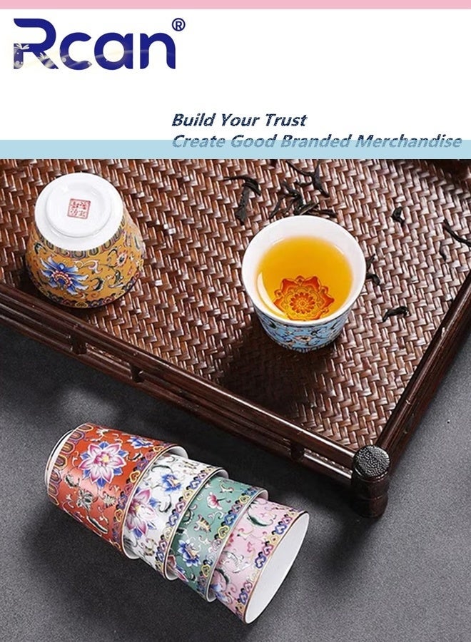 Rcan 6 Ceramic Tea Cups with Gift Box Elegant Floral Enamel Porcelain Coffee Cup Set 6 Colors Flowers Teacup Perfect for Home Office and Restaurant Use - Image 4