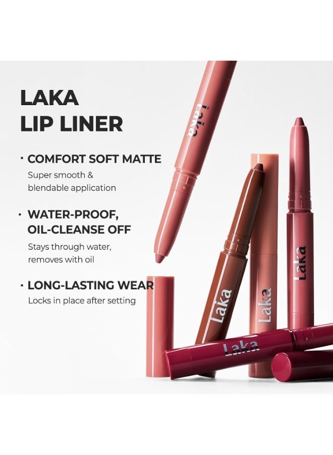 Laka Lip Liner - Smooth & Blendable Soft Matte Lip Contour Pencil for Shaping & Overlining Lips | Waterproof Formula, Oil-Cleanse Off, Long-Lasting Wear | #08 Burnt Brown - Image 4