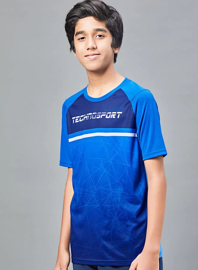 Technosport Printed Slim Fit T-Shirt with Technolite by Styli