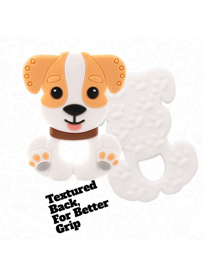 iSweven Cute Puppy Shaped Food Grade Silicone Baby Teethers Bpa Free Chew Toys Teethers For Babies ; Baby Gum Molar Chew Toy Relieve Tooth Pain ; Toddler Teething Pacifier (3 12 Months White Yellow) - Image 5