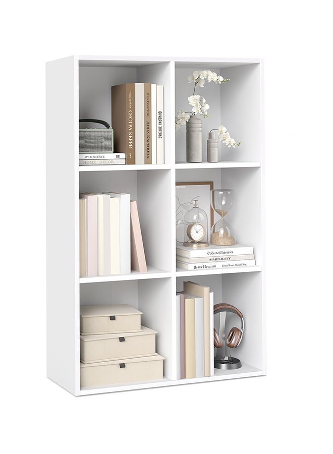 VASAGLE Bookcase, Shelf, Storage Cabinet with 6 Compartments, Freestanding Bookcase, Cube Bookcase, for Living Room, Office, Dining Room, Cloud White - Image 1