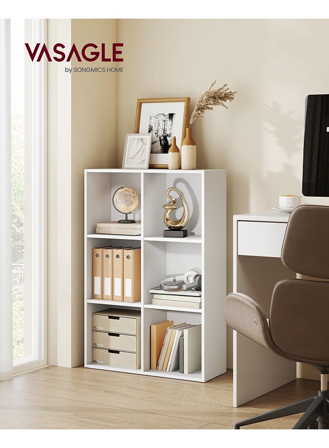 VASAGLE Bookcase, Shelf, Storage Cabinet with 6 Compartments, Freestanding Bookcase, Cube Bookcase, for Living Room, Office, Dining Room, Cloud White - Image 2