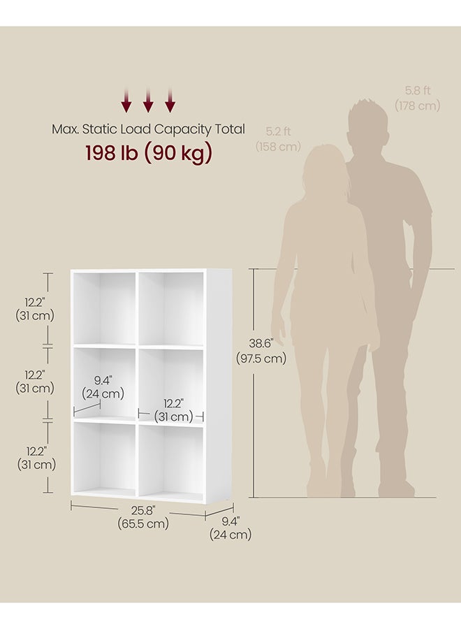 VASAGLE Bookcase, Shelf, Storage Cabinet with 6 Compartments, Freestanding Bookcase, Cube Bookcase, for Living Room, Office, Dining Room, Cloud White - Image 5