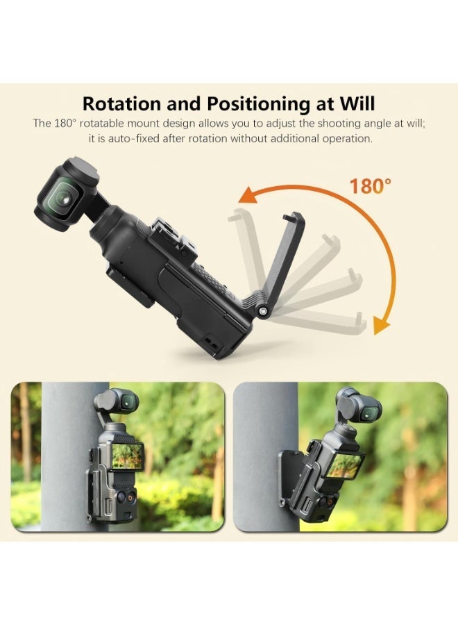 AMAZEAR Pocket 3 Magnetic Mount Stand Compatible with DJI Osmo Pocket 3, Upgraded Pocket3 Accessories Adapter Clamp Magnet Suction Case Holder on Desktop, Vertical Surface, 180° Adjustable Handle, WITH 2 Lens Protector + 2 LCD Screen Protector - Image 4