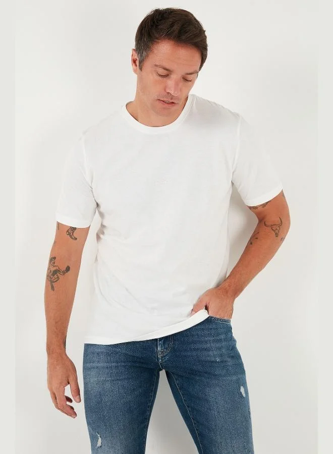 Buratti  Buratti Detailed Cotton Regular Fit Crew Neck T-Shirt Men's T-Shirt 59020203 for Men | Best Price UAE