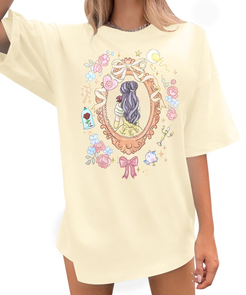 MYHALF Oversize Magical Shirt for Women Princess Tshirt Magic Kingdom Shirt Family Vacation Tees Girls Trip Short Sleeve Tops - Image 1