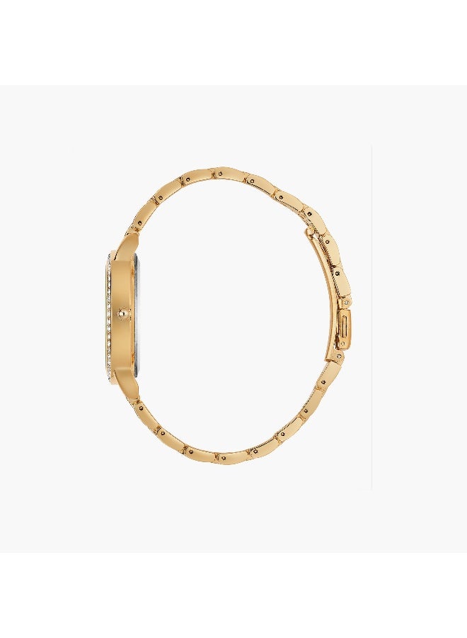 OMAX ساعة أنالوج ذهبية بقرص أحمر للنساء - Image 2