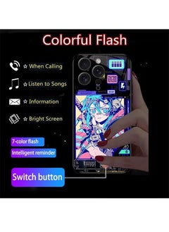 Generic With LED iPhone 15 Pro  Case,Colorful Glowing Tempered Glass Back Cover Bumper Shockproof,for Cool Women and Trendy Men,Protective Lens protector Voice Call Flash Wireless Charging Accessory  - Image 3