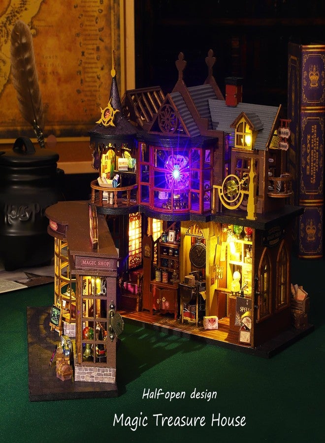 Spilay DIY Miniature House Kit, DIY Dollhouse Kit with Music Box and Dust Cover, 3D Wooden Puzzle Book Nook Kit for Adult, Bookshelf Decor&Gift for Birthday Halloween Christmas（Magic Treasure House） - Image 3