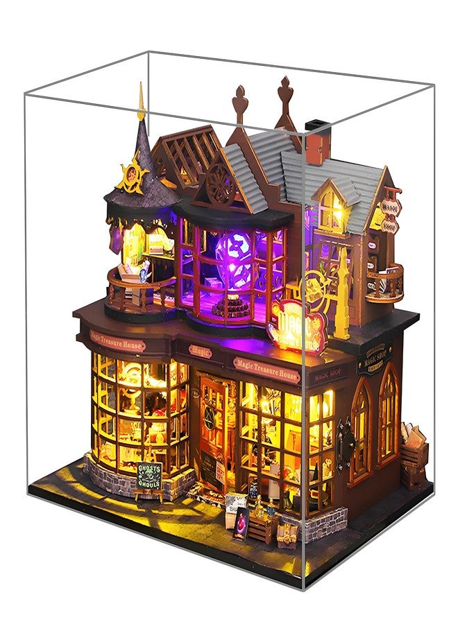 Spilay DIY Miniature House Kit, DIY Dollhouse Kit with Music Box and Dust Cover, 3D Wooden Puzzle Book Nook Kit for Adult, Bookshelf Decor&Gift for Birthday Halloween Christmas（Magic Treasure House） - Image 1