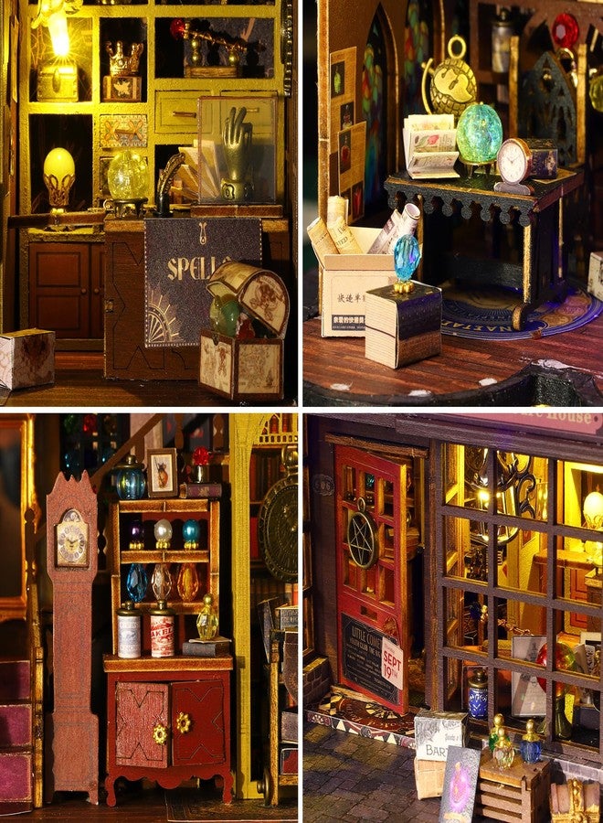 Spilay DIY Miniature House Kit, DIY Dollhouse Kit with Music Box and Dust Cover, 3D Wooden Puzzle Book Nook Kit for Adult, Bookshelf Decor&Gift for Birthday Halloween Christmas（Magic Treasure House） - Image 5