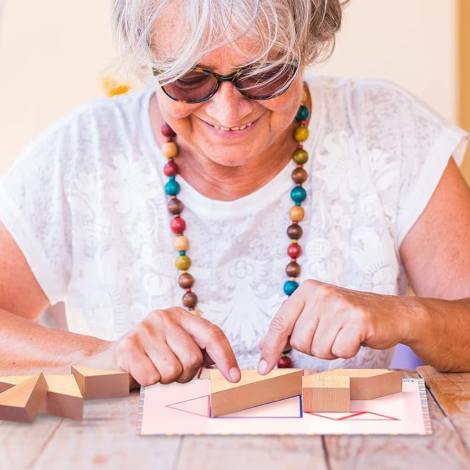 Keeping Busy Tangram Dementia Activities for Seniors | Alzheimer Products for Elderly Patients | Fun Memory Game Toy & Cognitive Brain Puzzle for Senior Citizens w/Memory Loss or Alzheimers - Image 2