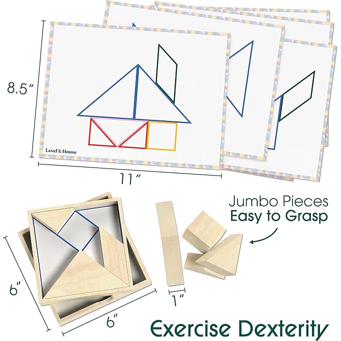 Keeping Busy Tangram Dementia Activities for Seniors | Alzheimer Products for Elderly Patients | Fun Memory Game Toy & Cognitive Brain Puzzle for Senior Citizens w/Memory Loss or Alzheimers - Image 3