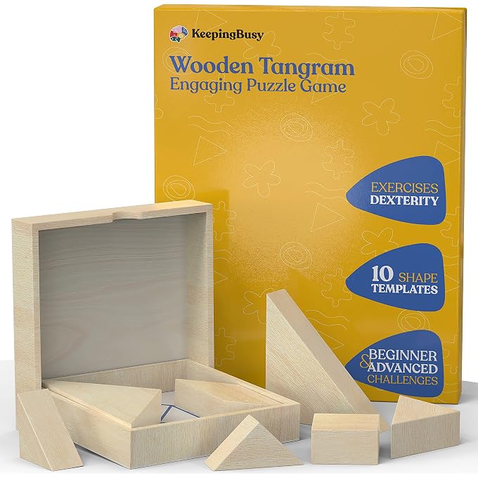 Keeping Busy Tangram Dementia Activities for Seniors | Alzheimer Products for Elderly Patients | Fun Memory Game Toy & Cognitive Brain Puzzle for Senior Citizens w/Memory Loss or Alzheimers - Image 1