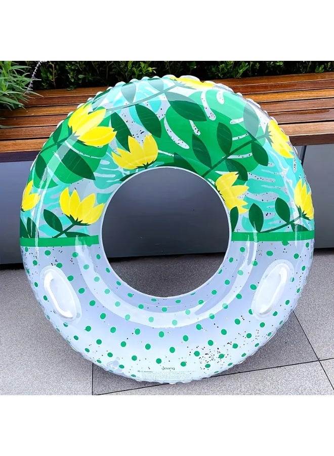 Goolsky 90#Durable PVC Inflatable Swim Tube with Multi-Pattern Design - Round Summer Pool Float for & Adults, Perfect for Beach & Pool Fun, Beach Fun Essentials | Floral Swim Ring | Shiny Textured Surface, Inflatable Pool - Image 3