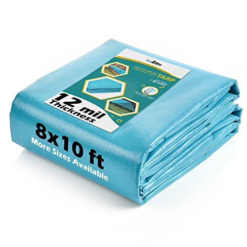 Teal Elite Tarps Heavy Duty Waterproof 8x10-12 mil Thick Camping Tent - Blue Tarp 8x10 UV Resistant, Rip & Tear Proof with Metal Grommets – Multipurpose Use for Camping, Tent, Boat, RV, Car, & Pool Cover - Image 5