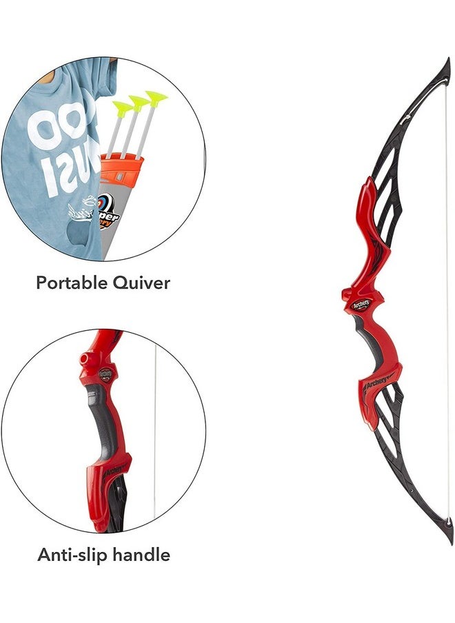 Tec Tavakkal Tavakkal Kids Bow & Arrow Toy, Boys And Girls Basic Archery Set Outdoor Hunting Game With 3 Suction Cup Arrows, Target & Quiver (Red)  - Image 4
