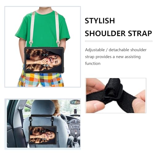 Kebiory Case for Samsung Galaxy Tab S10+ Plus 2024 /Tab S9 Plus Case 12.4 inch Kids Friendly Case with Kickstand/S Pen Holder/Shoulder Strap for Galaxy Tablet S9 FE+ / S9+ / S10+ Plus (Black) - Image 2