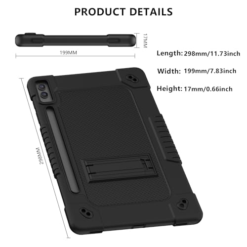 Kebiory Case for Samsung Galaxy Tab S10+ Plus 2024 /Tab S9 Plus Case 12.4 inch Kids Friendly Case with Kickstand/S Pen Holder/Shoulder Strap for Galaxy Tablet S9 FE+ / S9+ / S10+ Plus (Black) - Image 3