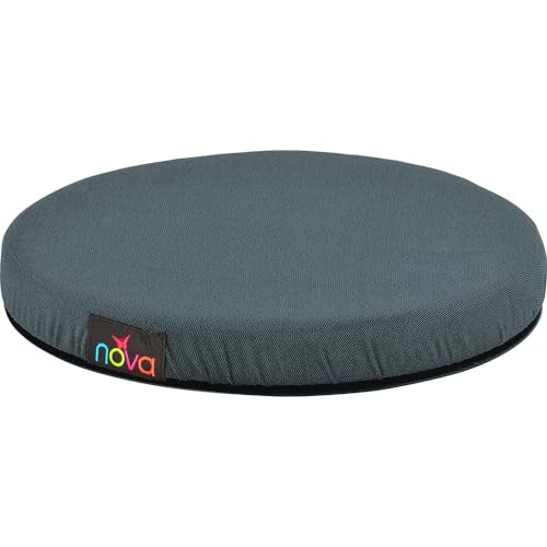 NOVA وسادة دوارة نوفا للسيارة والكرسي - قرص دوار 360° لنقل سهل - سمك 2 بوصة من رغوة عالية الكثافة مع غطاء قابل للإزالة والغسل - قاعدة غير قابلة للانزلاق - أزرق فحمي - 15.25 بوصة دائري - Image 1