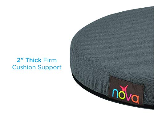 NOVA وسادة دوارة نوفا للسيارة والكرسي - قرص دوار 360° لنقل سهل - سمك 2 بوصة من رغوة عالية الكثافة مع غطاء قابل للإزالة والغسل - قاعدة غير قابلة للانزلاق - أزرق فحمي - 15.25 بوصة دائري - Image 3