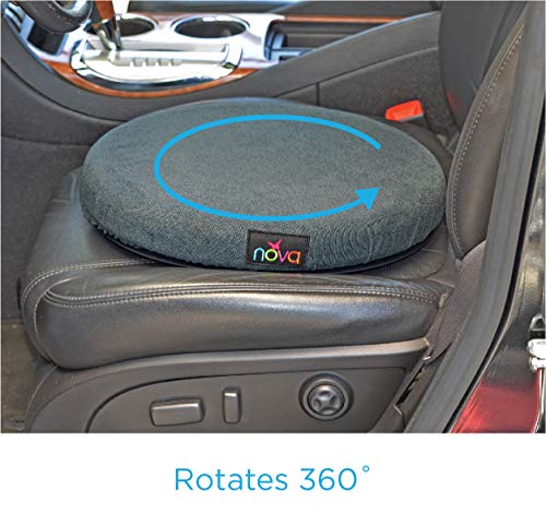 NOVA وسادة دوارة نوفا للسيارة والكرسي - قرص دوار 360° لنقل سهل - سمك 2 بوصة من رغوة عالية الكثافة مع غطاء قابل للإزالة والغسل - قاعدة غير قابلة للانزلاق - أزرق فحمي - 15.25 بوصة دائري - Image 2