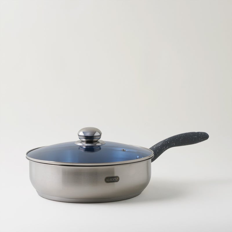 ألبرتو مقلاة مع غطاء ستانلس ستيل 26*7.5سم 3.9 لتر، فضي - Image 2