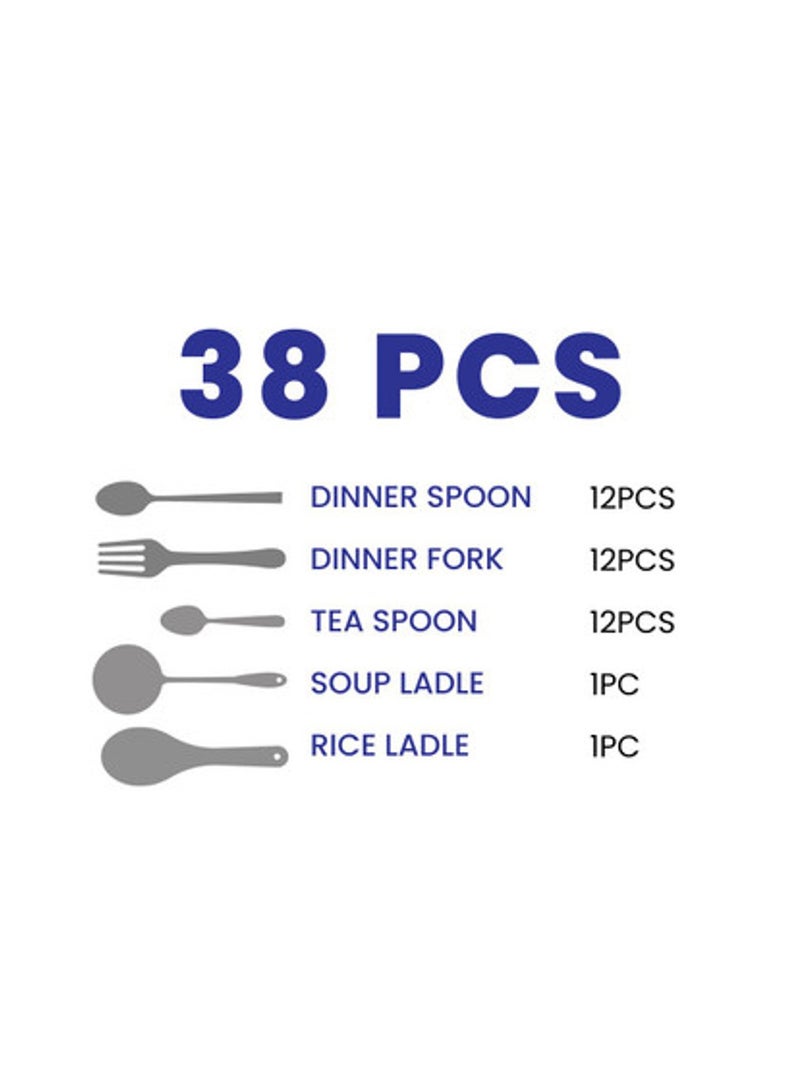 Arshia A set of forks and spoons, 38 pieces, on a German gold stand, 3035 - Image 4