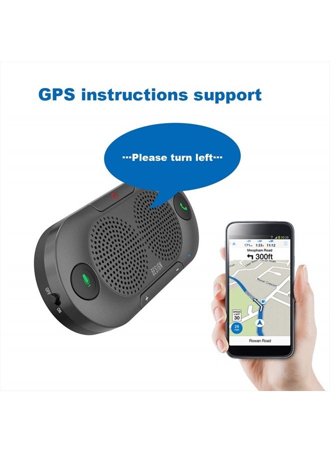 BESIGN - Besign BK06 Bluetooth 5.0 in Car Speakerphone with Visor Clip, Wireless Car Kit for Handsfree Talking, Motion Auto On, Siri Google Assistant Support, Dual 2W Speakers - Image 1