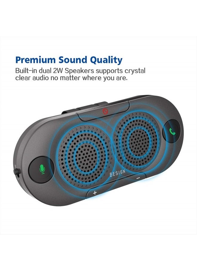 BESIGN - Besign BK06 Bluetooth 5.0 in Car Speakerphone with Visor Clip, Wireless Car Kit for Handsfree Talking, Motion Auto On, Siri Google Assistant Support, Dual 2W Speakers - Image 1
