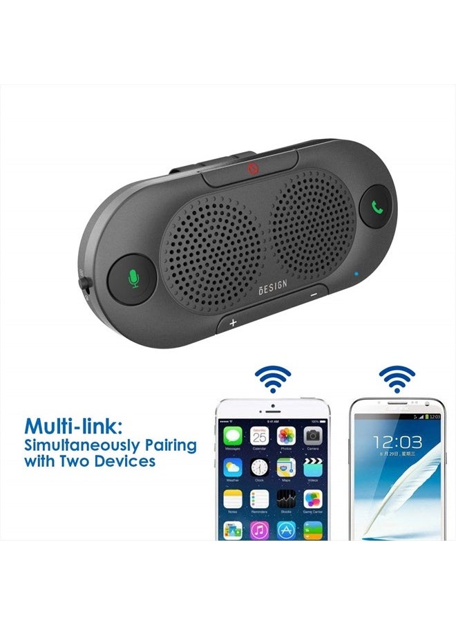 BESIGN - Besign BK06 Bluetooth 5.0 in Car Speakerphone with Visor Clip, Wireless Car Kit for Handsfree Talking, Motion Auto On, Siri Google Assistant Support, Dual 2W Speakers - Image 1