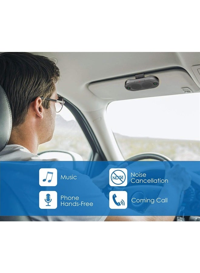 BESIGN - Besign BK06 Bluetooth 5.0 in Car Speakerphone with Visor Clip, Wireless Car Kit for Handsfree Talking, Motion Auto On, Siri Google Assistant Support, Dual 2W Speakers - Image 1