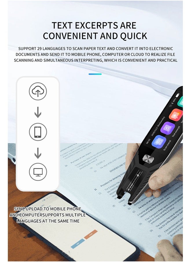 Generic - AI International Language Translator Pen And Electronic Dictionary, Real-time Voice Translation Into 138 Languages Including Arabic, Supports Offline Translation, Equipped With Scanning Function - Image 1