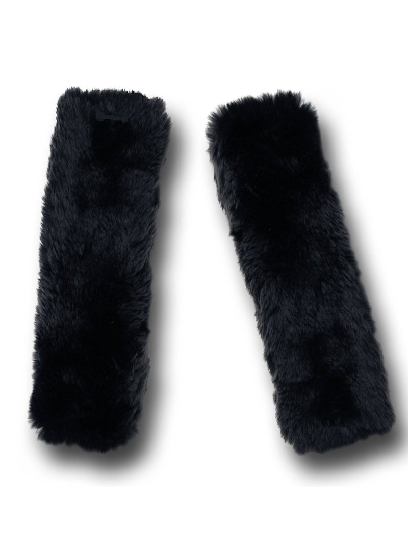 Generic 2-Pack Soft Faux Sheepskin Car Black Seat Belt Cover Pad,Car Safety Seat Belt Strap Shoulder Pad for Adults and Children,Suitable for Car Seat Belt,Backpack,Shoulder Bag - Image 1