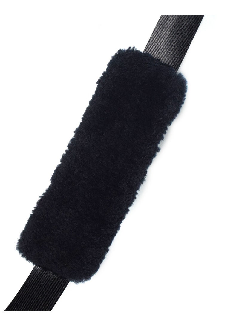 Generic 2-Pack Soft Faux Sheepskin Car Black Seat Belt Cover Pad,Car Safety Seat Belt Strap Shoulder Pad for Adults and Children,Suitable for Car Seat Belt,Backpack,Shoulder Bag - Image 2