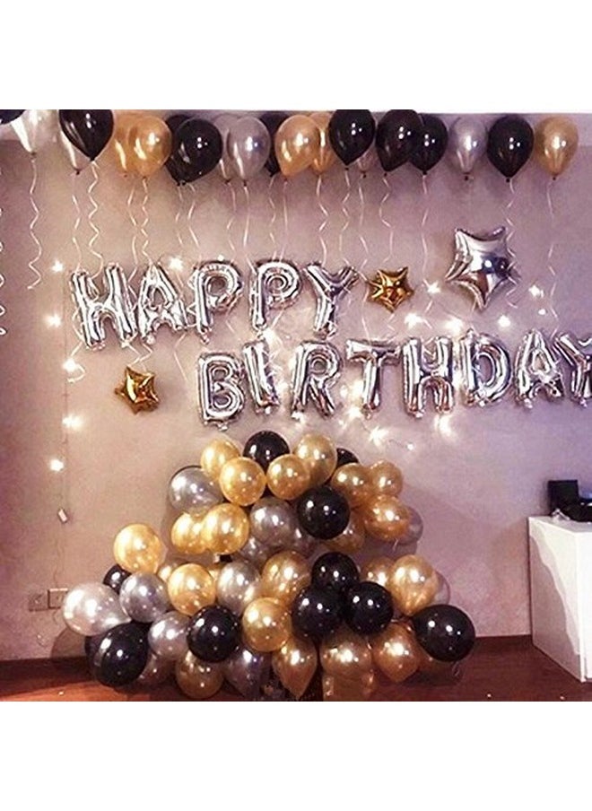 هونج كونج بالونز مجموعة بالونات HK مكونة من 5 قطع من بالونات عيد الميلاد السعيد الفضية من رقائق معدنية لتزيين أعياد الميلاد مع بالونات معدنية سوداء وذهبية وفضية  - Image 1
