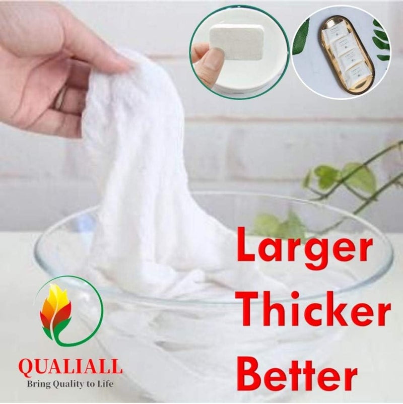 QUALIALL Premium Compressed Towel Tablet, Essential Face Washcloths for Travel, Camping, Hiking, Sports and Beyond, Portable Disposable Thicker Larger, Pure Cotton, 20PCS - Image 2