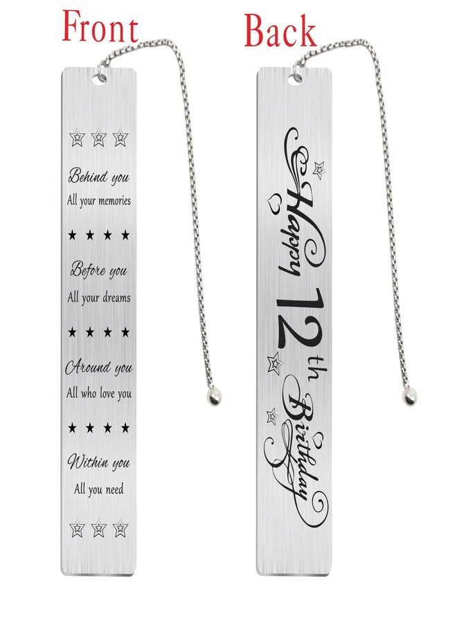 Jzxwan Happy 12th Birthday Gifts for Teen Girls Boys, Sweet 12 Year Old Birthday Bookmark Gift for Women Men, 12 Yr Bday Book Mark for Teenager, 2013 Bd Present, Funny 12th Bday Card Decorations - Image 2