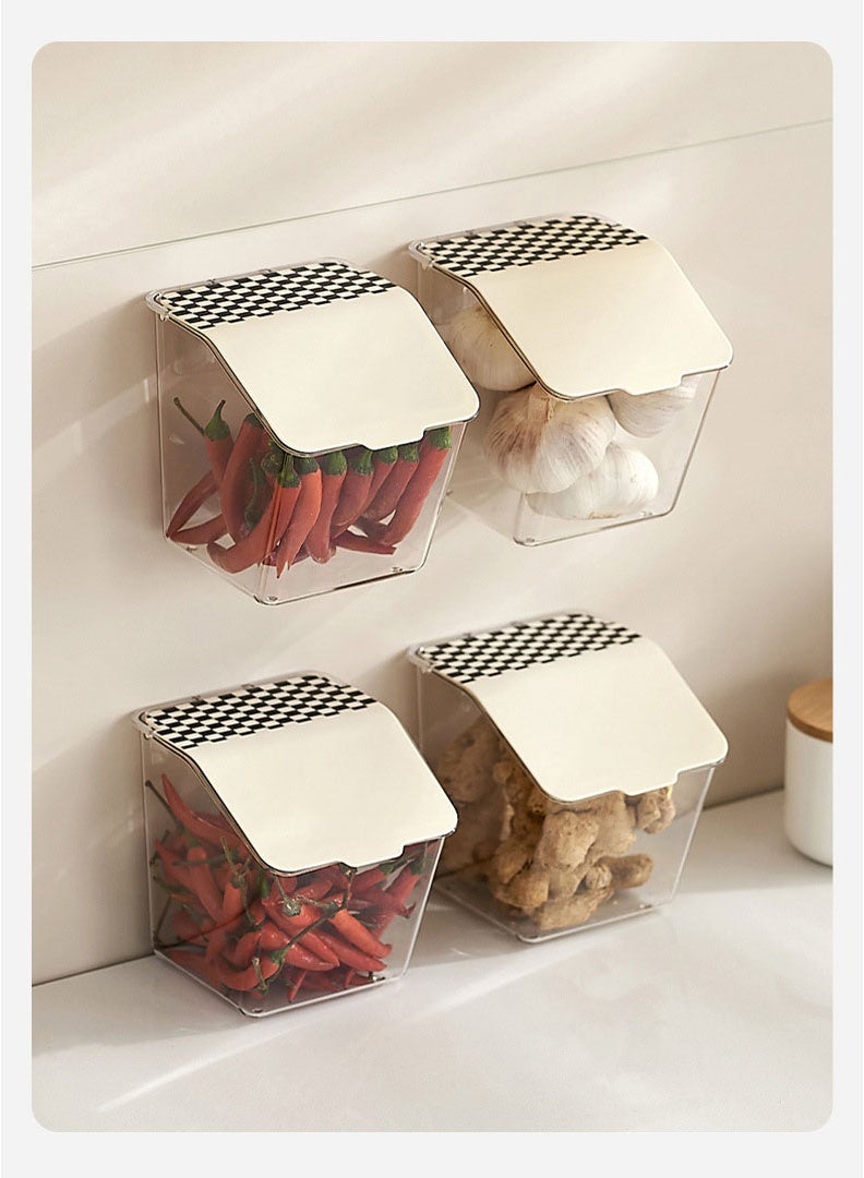 هومستر صندوق تخزين البصل والزنجبيل والثوم الأبيض | سلة توابل معلقة بدون حفر | بلاستيك آمن للطعام بغطاء | تصميم بغطاء قلاب ضد الغبار | منظم مطبخ موفر للمساحة | تهوية ومقاوم للرطوبة | أساسي لتنظيم التوابل | سهل التركيب والتنظيف - Image 4