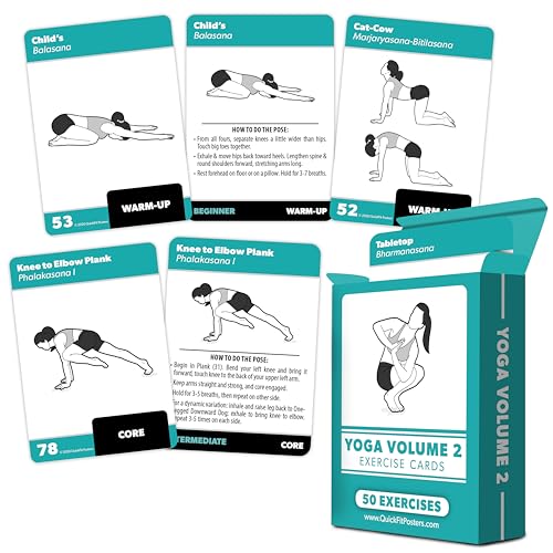 Palace Learning 2 Pack Yoga Pose Exercise Cards Volume 1 & 2 - Yoga Positions and Workout Fitness Cards with Over 100 Poses - 2.5" x 3.5" - Image 2